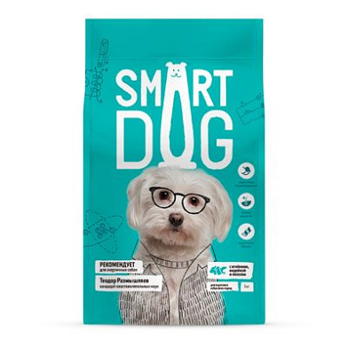 Smart Dog сухой корм для взрослых собак всех пород с ягнёнком, лососем, индейкой