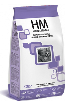 Наша Марка сухой гипоаллергенный корм для щенков всех пород с ягненком и рисом