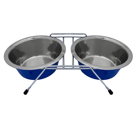 Купить tappi Хади миска металлическая нескользящая на подставке для собак и кошек, синяя