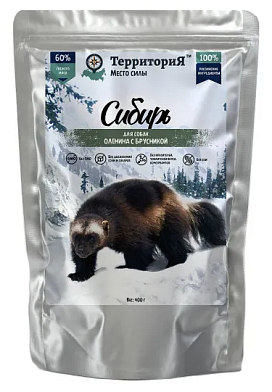 ТерриториЯ влажный корм "Сибирь" с олениной и брусникой для собак (пауч)