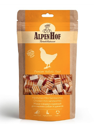 Купить alpenhof лакомство для мелких собак и щенков Мини-сэндвич куриный