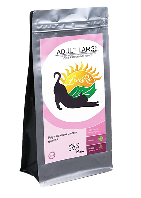 LiveRa Adut Large сухой корм для взрослых кошек крупных пород с кроликом и рисом