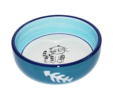 №1 миска для кошек керамическая рисунок "кошка, косточки"