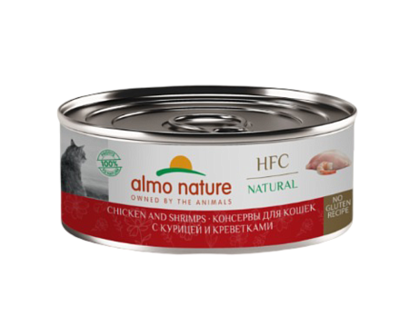 Купить almo nature Консервы для кошек для кошек с курицей и креветками (hfc - natural - chicken and shrimps)