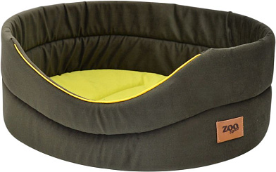 ZOOexpress лежанка овальная для собак и кошек "Ампир", мебельная ткань (оливковый/зеленый)