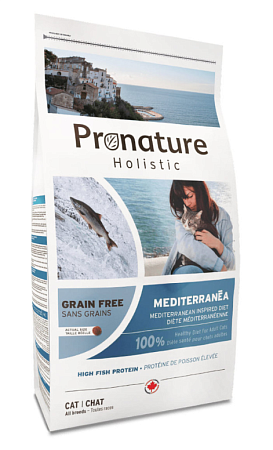 Купить pronature holistic Средиземноморское меню сухой беззерновой корм для кошек всех возрастов с сельдью и лососем