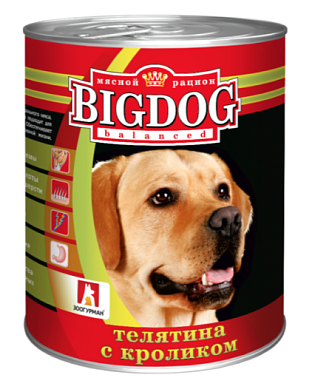 Зоогурман консервы для собак "big dog" Телятина с кроликом