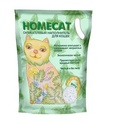 Homecat силикагелевый наполнитель для кошек с ароматом Мята