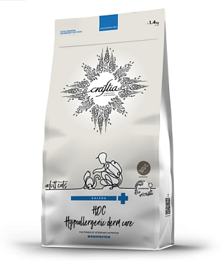 CRAFTIA GALENA CAT HYPOALLERGENIC DERM CARE сухой корм для взрослых кошек при пищевой аллергии и заболеваниях кожи