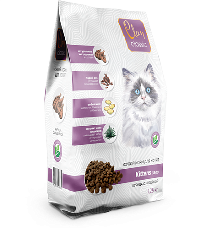 Купить clan classic kittens -36/19 сухой корм для котят, курица с индейкой