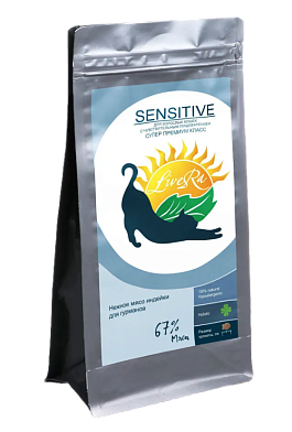 LiveRA SENSITIVE сухой корм для кошек с чувствительным пищеварением индейка с рисом