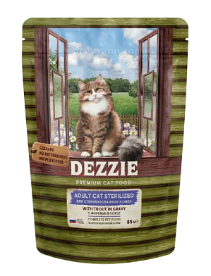 Dezzie Sterilized Cat Trout влажный корм для взрослых стерилизованных кошек с форелью в соусе (пауч)