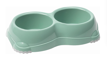 Купить moderna smarty миска двойная пластиковая нескользящая для собак и кошек, нежно-зеленая