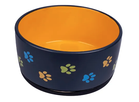 Купить mr.kranch миска керамическая для собак, черная с оранжевым