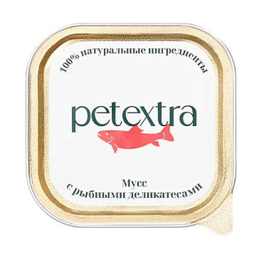 PETEXTRA влажный корм для взрослых кошек мусс с рыбными деликатесами (ламистер)