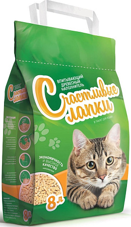 Купить Чистые лапки древесный хвойный наполнитель для кошек "счастливые лапки"