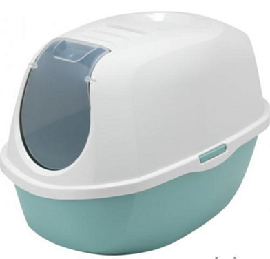 Moderna туалет-домик для кошек SmartCat с угольным фильтром светло голубой