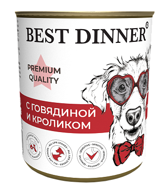 Best Dinner Premium Меню №3 консервы для собак и щенков с говядиной и кроликом