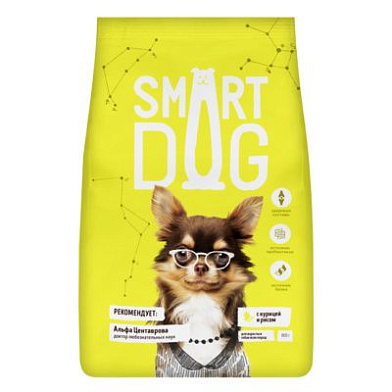Smart Dog сухой корм для взрослых собак всех пород с курицей и рисом