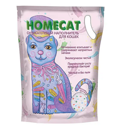 Купить homecat силикагелевый наполнитель для кошек с ароматом Волшебные кристаллы