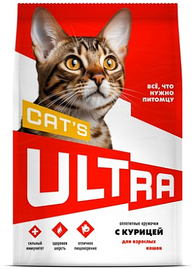 ULTRA сухой корм для взрослых кошек аппетитные кружочки с курицей