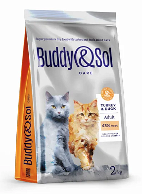 Buddy&Sol Care Adult сухой корм для взрослых кошек с индейкой и уткой
