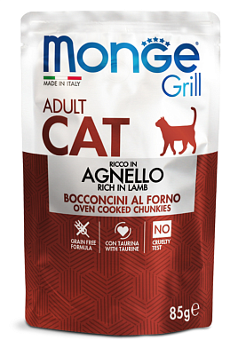 Monge Cat Grill Влажный корм для взрослых кошек из новозеландского ягненка (пауч)