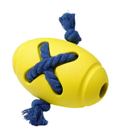 Купить homepet silver series игрушка для собак мяч регби с канатом желтый каучук