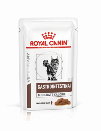 Купить royal canin gastrointestinal moderate calorie вет. паучи для взрослых кошек при лечении ЖКТ, кусочки в соусе