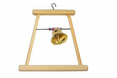 Homepet игрушка для попугая Качели деревянные с бусами и колокольчиком