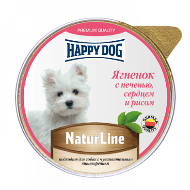 Happy dog Natur Line влажный корм паштет для собак ягненок с печенью, сердцем и рисом (ламистер)