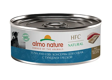 Almo Nature (HFC, Natural, Tuna and Cod) Консервы для собак и щенков с тунцом и треской