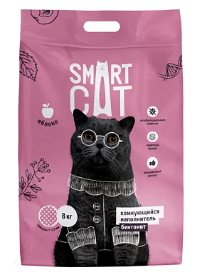 Smart Cat комкующийся наполнитель для кошек, глиняный с ароматом яблока