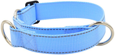 ZOOexpress Fresh Line ошейник полуудавка с 3 кольцами для собак, голубой