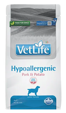 Farmina Vet Life Dog Hypoallergenic Pork & Potato сухой корм для взрослых собак всех пород при пищевой аллергии и пищевой непереносимости со свининой и картофелем