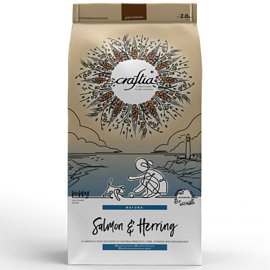 CRAFTIA NATURA сухой корм для щенков миниатюрных и мелких пород с лососем и сельдью