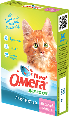 Фармакс мультивитаминное лакомство омега neo+ "веселый малыш" с пребиотиком и таурином для котят