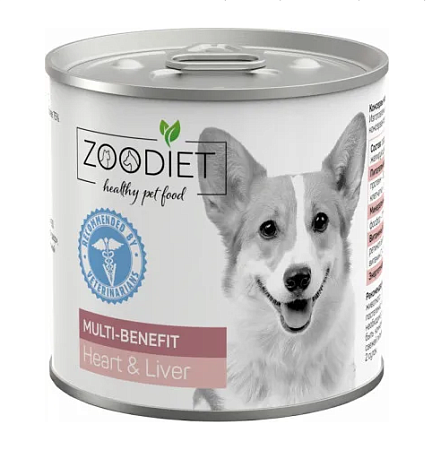 Купить Четвероногий Гурман zoodiet multi-benefit heart&liver консервы для взрослых собак для поддержания здоровья всего организма, с сердцем и печенью