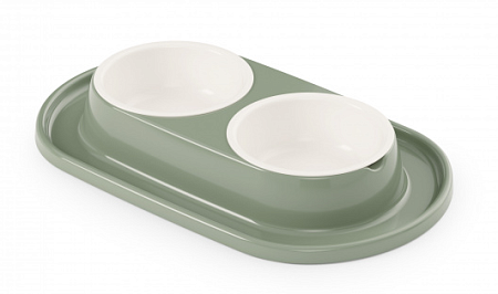Купить alta Юта миска двойная на подставке для собак и кошек, оливковая