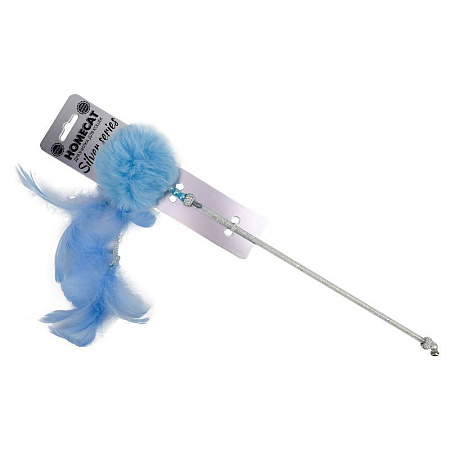 Купить homecat silver series дразнилка для кошек помпон с перьями голубая