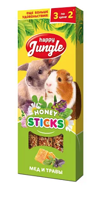 Happy Jungle лакомство для крупных грызунов, палочки, мед и травы