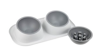 HOMEPET Frost Touch Maxi миска двойная пластиковая с ограничителем кормления для собак, смоки