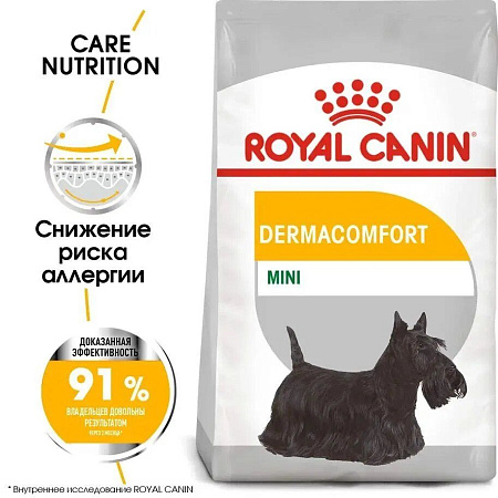 Купить royal canin mini dermacomfort сухой корм для взрослых собак малых пород с раздраженной и зудящей кожей