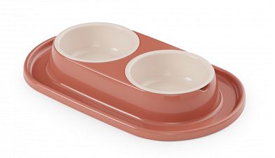 ALTA Эффи миска двойная на подставке для собак и кошек, терракотовая