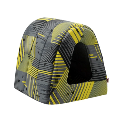 ZOOexpress лежанка-домик туннель «Геометрия» для кошек и собак бязь, желто-серая