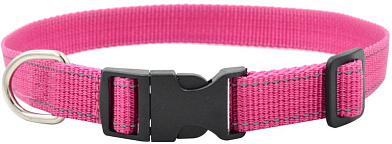 ZOOexpress Fresh Line ошейник капрон, светоотражающая нить, фастекс для собак, малиновый