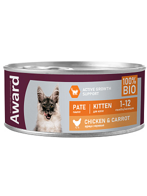 Award консервы для котят, паштет из курицы с морковью (банка)