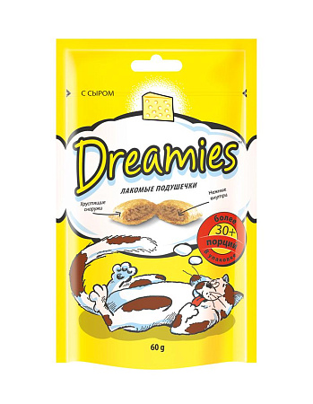 Купить dreamies лакомые подушечки с сыром для кошек