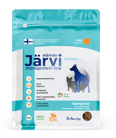 Купить jarvi сухой монопротеиновый корм для взрослых собак средних и крупных пород с чувствительным пищеварением с телятиной