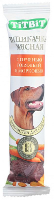 TiTBiT лакомство для собак шпикачка с печенью говяжьей и морковью